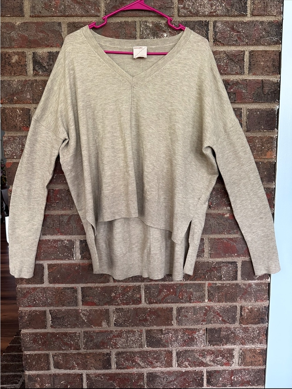 KERISMA Knits Wagner V-Neck Oversized Sweater Beige Tan S/M